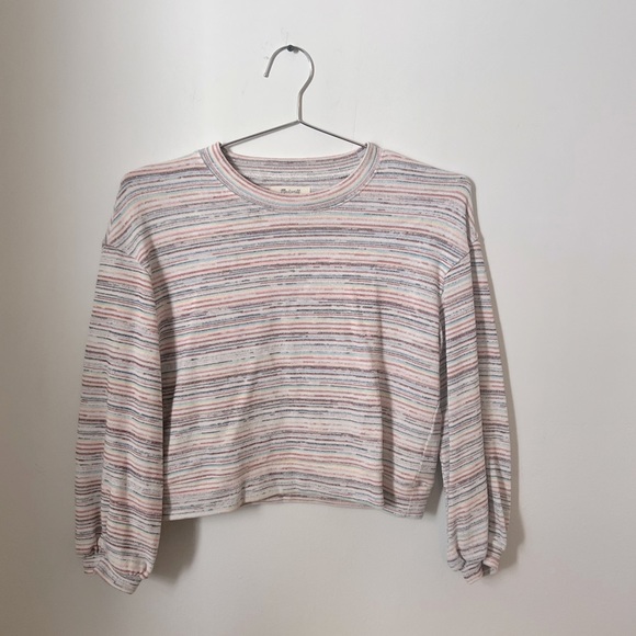 EUC Madewell Bubble-Sleeve Crop Top in Rainbow Stripe, Size Small - Picture 6 of 12